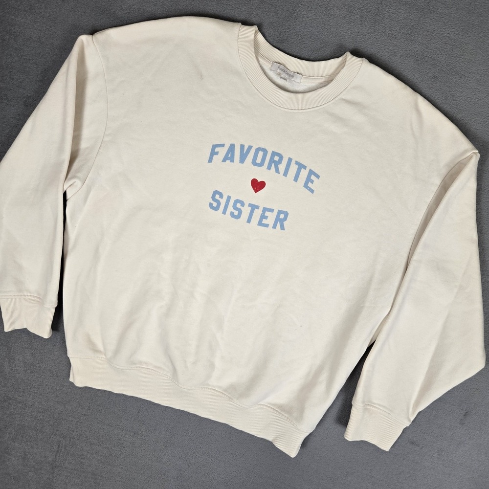 Favorite Daughter Sweatshirt Womens Large "Favorite Sister" Heart Logo Pullover